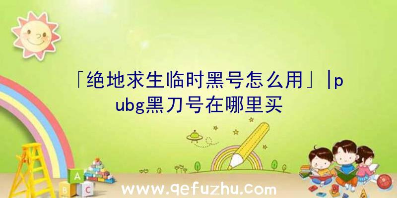 「绝地求生临时黑号怎么用」|pubg黑刀号在哪里买